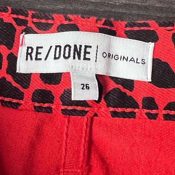 RE/DONE HR Ankle Crop Jeans, Spotted Animal Cheetah in Flame, Size 26. NWT! - Picture 8 of 16